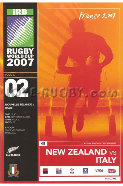 2007 New Zealand v Italy  Rugby Programme